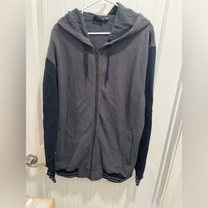 Vans Men's Charcoal and Black Zip-Up Sweater